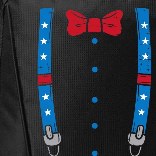 US Flag Suspenders Bow Tie Boy 4th Of July City Backpack