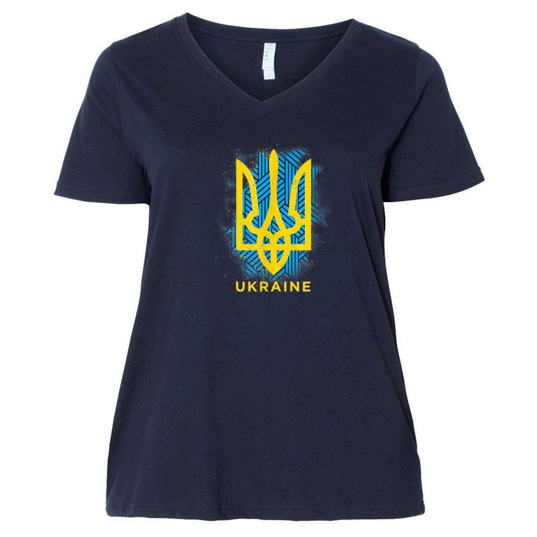 UKRAINE FLAG SYMBOL Women's V-Neck Plus Size T-Shirt