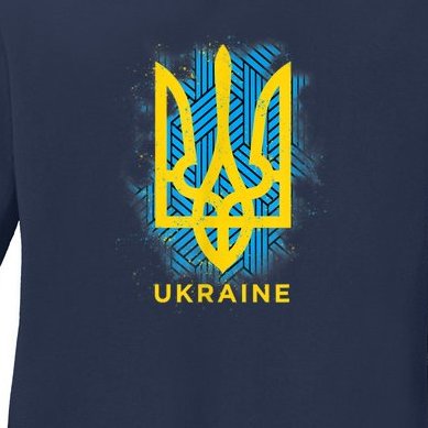 UKRAINE FLAG SYMBOL Ladies Missy Fit Long Sleeve Shirt