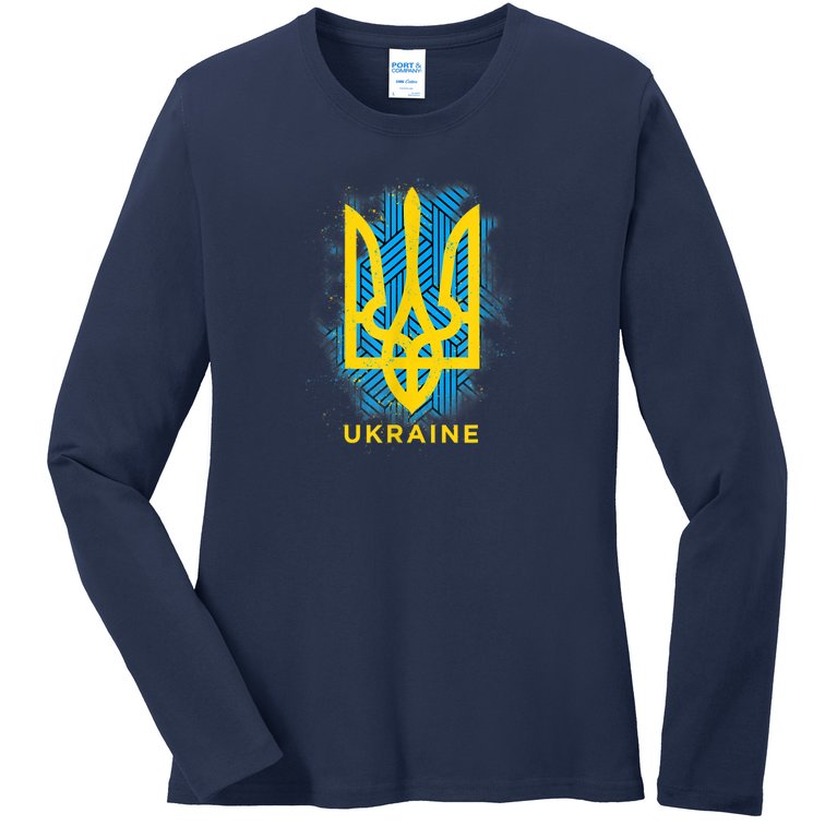 UKRAINE FLAG SYMBOL Ladies Missy Fit Long Sleeve Shirt