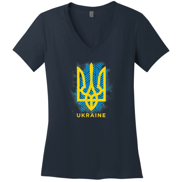 UKRAINE FLAG SYMBOL Women's V-Neck T-Shirt