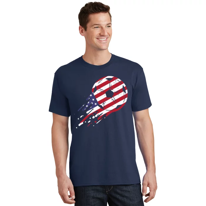 USA Flag Soccer American Ball Football Fan T-Shirt