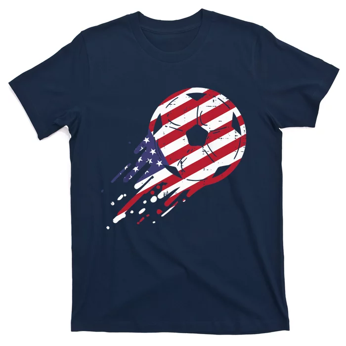 USA Flag Soccer American Ball Football Fan T-Shirt