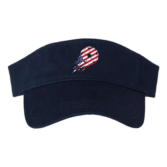 USA Flag Soccer American Ball Football Fan Valucap Bio-Washed Visor