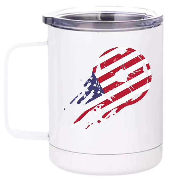 USA Flag Soccer American Ball Football Fan Front & Back 12oz Stainless Steel Tumbler Cup