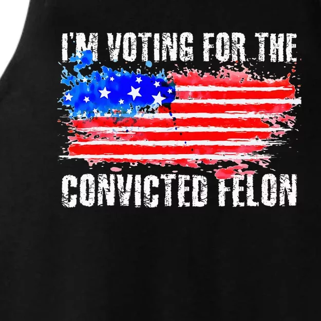 Us Flag Style I Am Voting For Convicted Felon Ladies Tri-Blend Wicking Tank