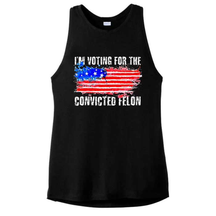 Us Flag Style I Am Voting For Convicted Felon Ladies Tri-Blend Wicking Tank