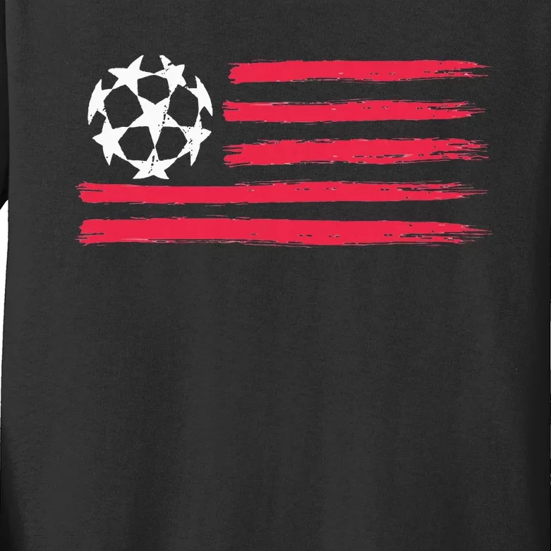 Usa Flag Soccer Ball Cool Futbol Equipment Kids Long Sleeve Shirt