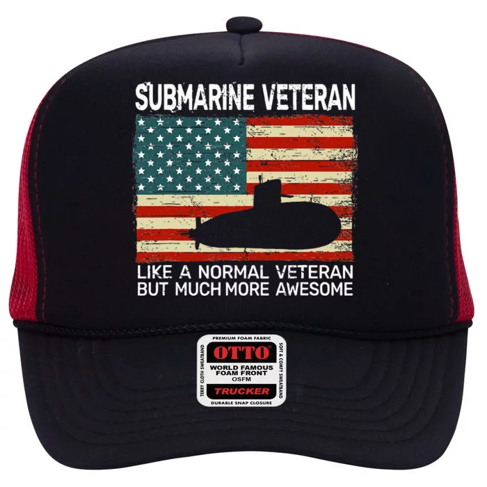 Usa Flag Submarine Veteran High Crown Mesh Trucker Hat