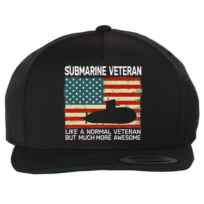 USA Flag Submarine Veteran For Men And Submarine For Men Wool Snapback Cap