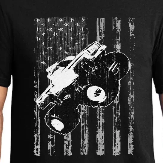 USA Flag Style Big Monster Size Truck Big Cars Pajama Set