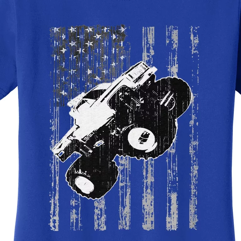 USA Flag Style Big Monster Size Truck Big Cars Women's T-Shirt