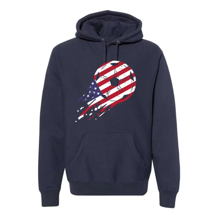 USA Flag Soccer American Ball Football Fan Premium Hoodie