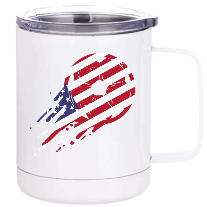 USA Flag Soccer American Ball Football Fan Front & Back 12oz Stainless Steel Tumbler Cup