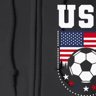 Usa Flag Soccer Fan Full Zip Hoodie