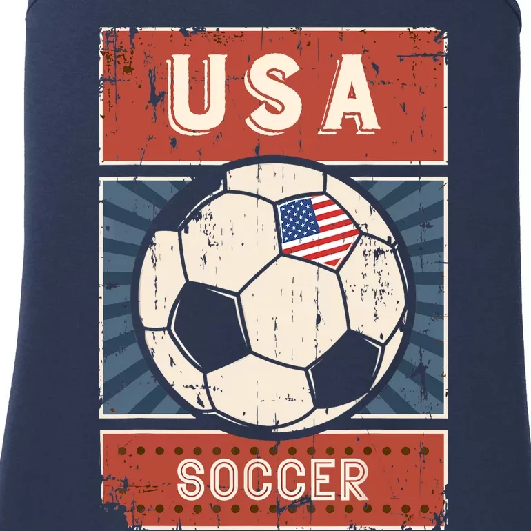 USA Flag Soccer Football Jersey American Soccer Ball Flag Ladies Essential Tank