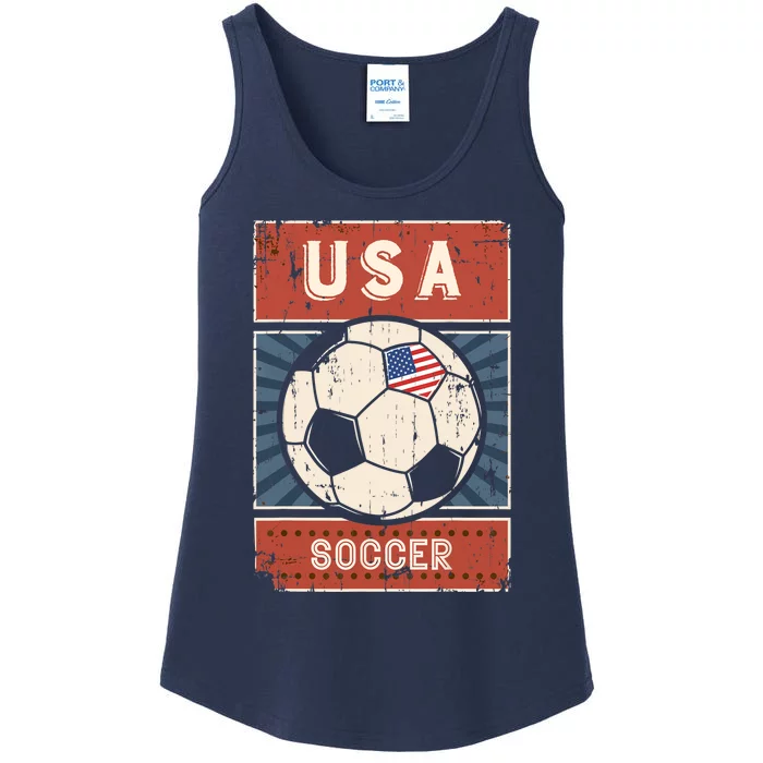 USA Flag Soccer Football Jersey American Soccer Ball Flag Ladies Essential Tank