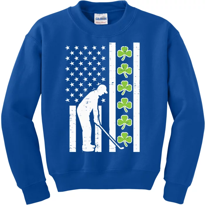 Us Flag Shamrock Golf St Patricks Day Patriotic Dad Gift Kids Sweatshirt