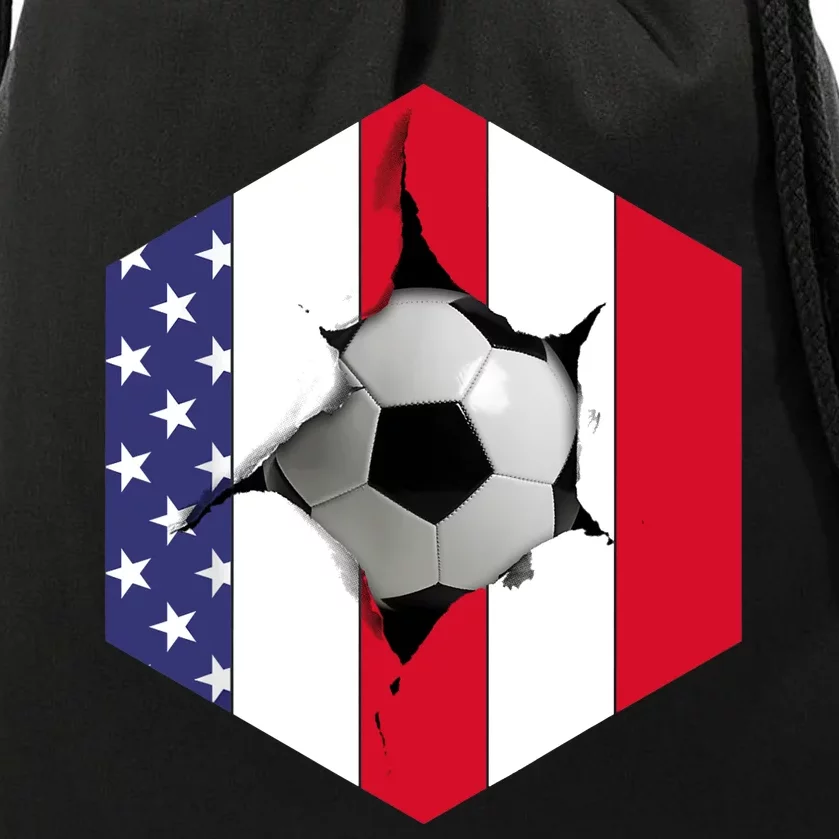 US Flag Soccer Ball Drawstring Bag