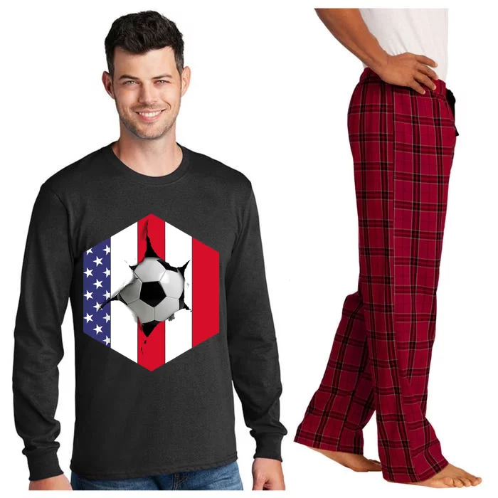 US Flag Soccer Ball Long Sleeve Pajama Set