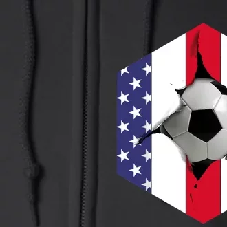 US Flag Soccer Ball Full Zip Hoodie