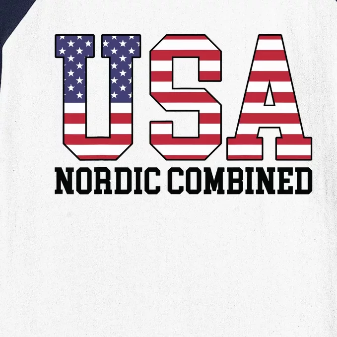 USA Flag Skier American USA Nordic Combined Baseball Sleeve Shirt