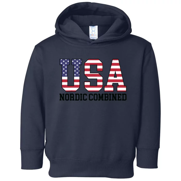 USA Flag Skier American USA Nordic Combined Toddler Hoodie