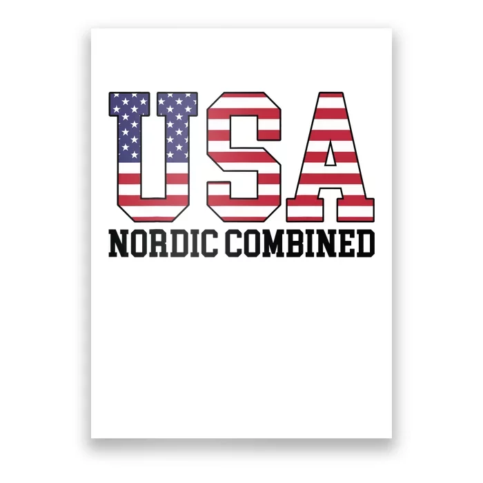 USA Flag Skier American USA Nordic Combined Poster