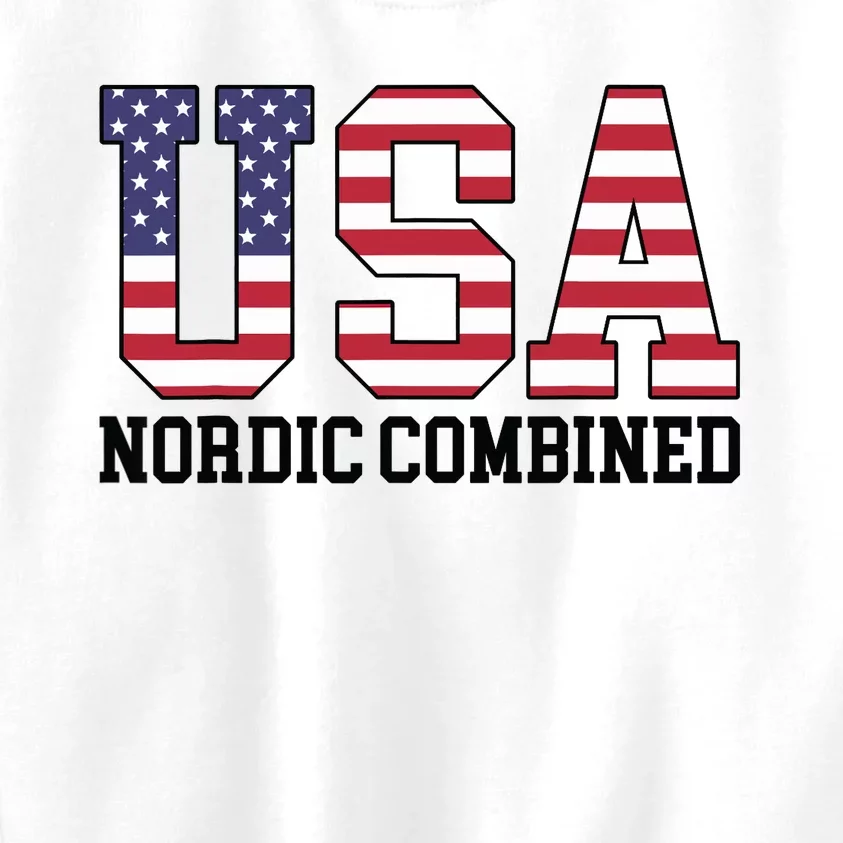 USA Flag Skier American USA Nordic Combined Kids Sweatshirt