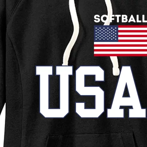 Usa Flag Softball Pocket Team Jersey Gift Women's Fleece Hoodie