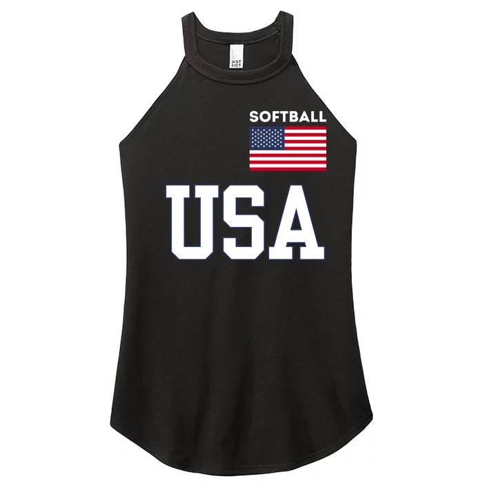 Usa Flag Softball Pocket Team Jersey Gift Women’s Perfect Tri Rocker Tank