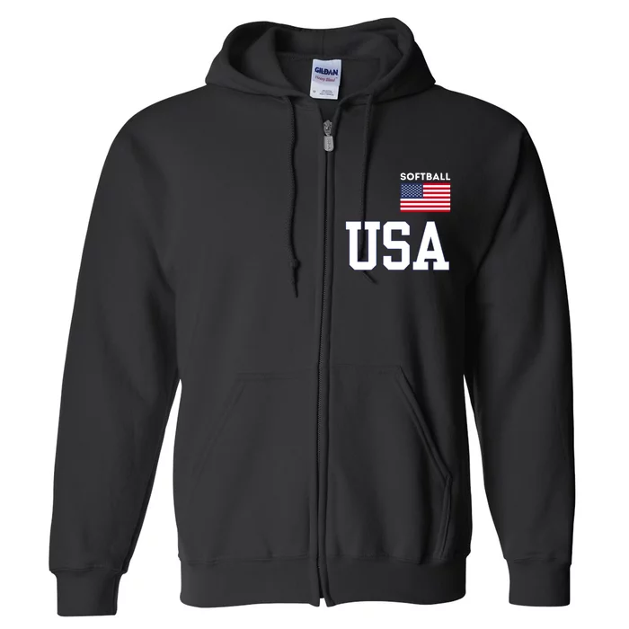 Usa Flag Softball Pocket Team Jersey Gift Full Zip Hoodie