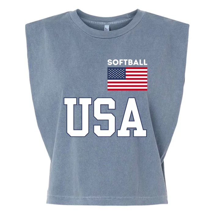 Usa Flag Softball Pocket Team Jersey Gift Garment-Dyed Women's Muscle Tee