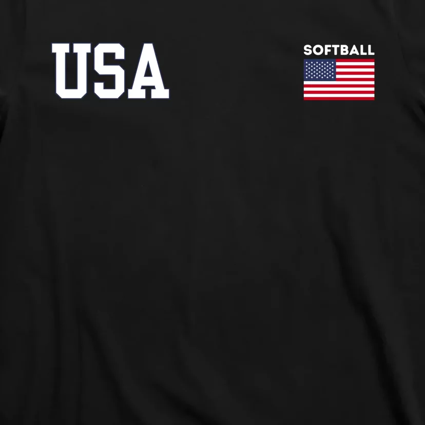 Usa Flag Softball Team Equipment T-Shirt