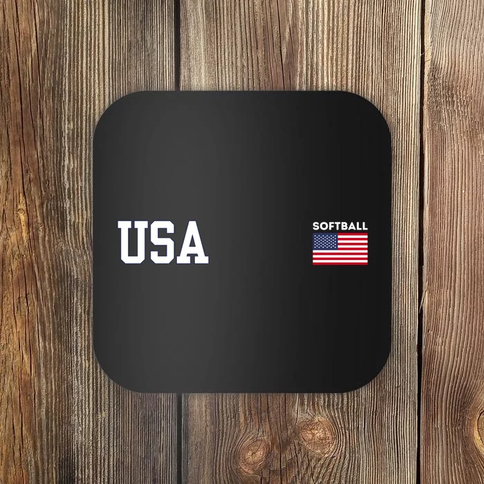 Usa Flag Softball Team Equipment Coaster