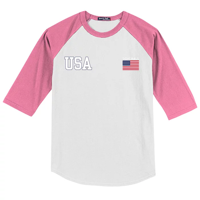 Usa Flag Softball Team Equipment Kids Colorblock Raglan Jersey