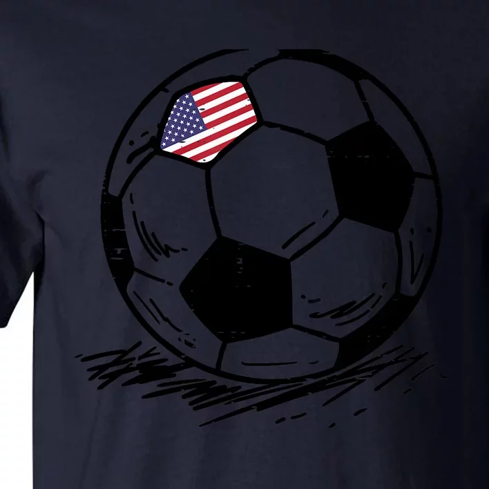 USA Flag Soccer American Ball Football Fan Tall T-Shirt