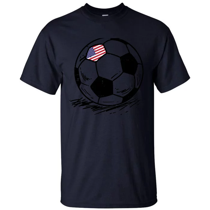 USA Flag Soccer American Ball Football Fan Tall T-Shirt