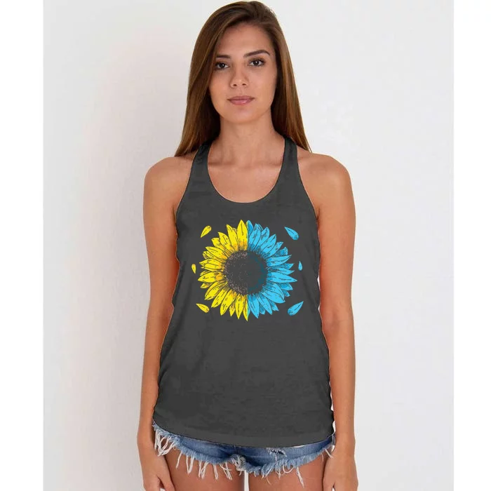 Ukrainian Flag Symbol Tryzub Love Support Ukraine Country Women's Knotted Racerback Tank