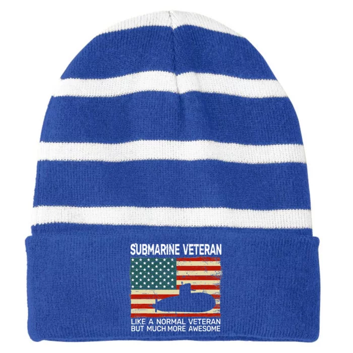 USA Flag Submarine veteran for  and submarine for Striped Beanie with Solid Band