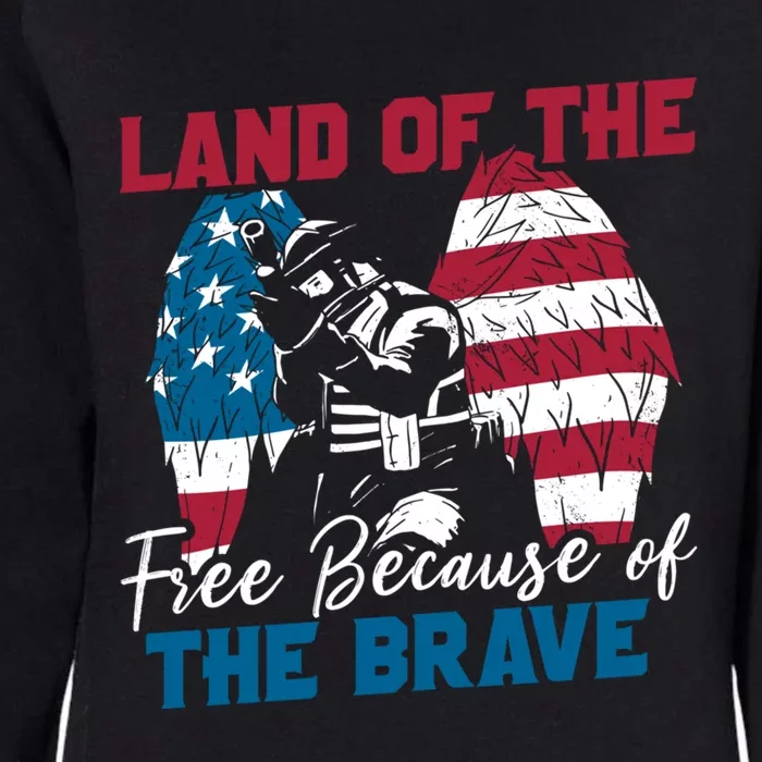 Us Flag Sodlier Eagle Land Of The Free Because Of The Brave Funny Gift Womens California Wash Sweatshirt