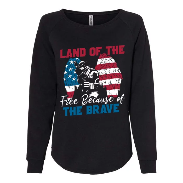 Us Flag Sodlier Eagle Land Of The Free Because Of The Brave Funny Gift Womens California Wash Sweatshirt