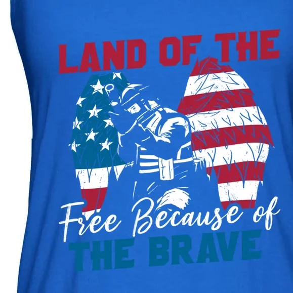 Us Flag Sodlier Eagle Land Of The Free Because Of The Brave Funny Gift Ladies Essential Flowy Tank