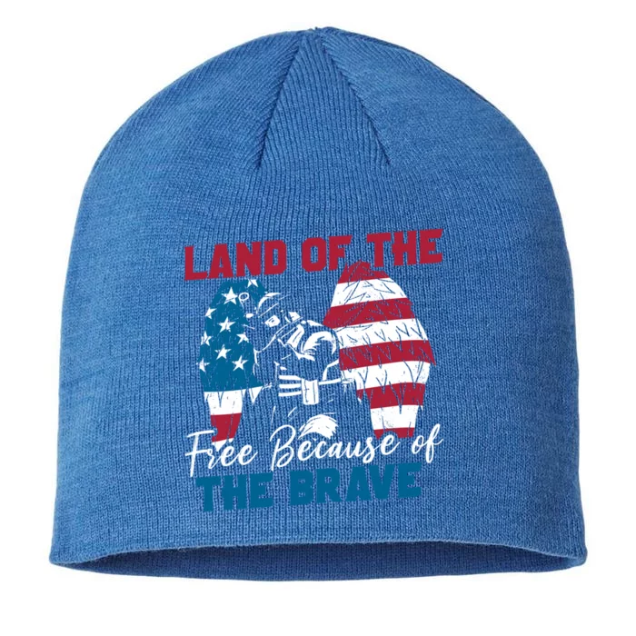 Us Flag Sodlier Eagle Land Of The Free Because Of The Brave Funny Gift 8 1/2in Sustainable Knit Beanie