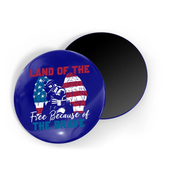 Us Flag Sodlier Eagle Land Of The Free Because Of The Brave Funny Gift Magnet