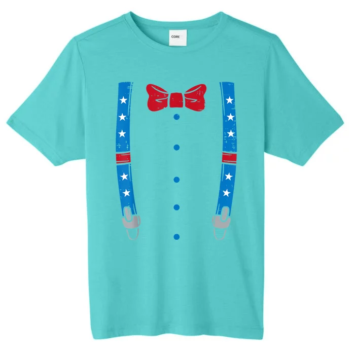 US Flag Suspenders Bow Tie Boy 4th Of July Kids ChromaSoft Performance T-Shirt