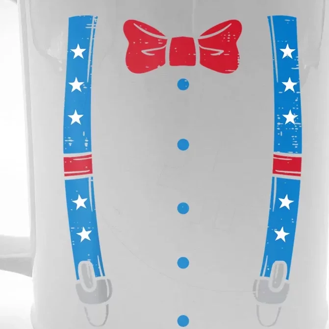 US Flag Suspenders Bow Tie Boy 4th Of July Kids Front & Back Beer Stein