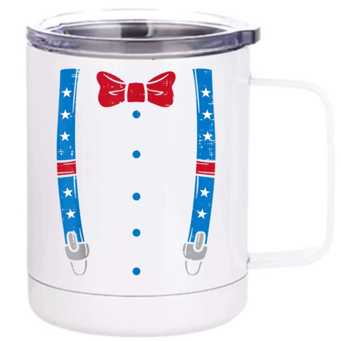 US Flag Suspenders Bow Tie Boy 4th Of July Kids Front & Back 12oz Stainless Steel Tumbler Cup