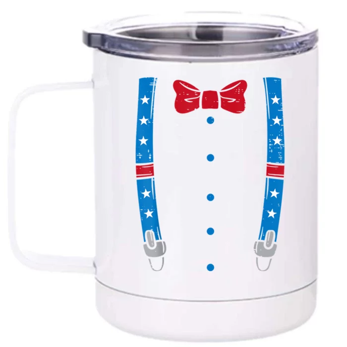 US Flag Suspenders Bow Tie Boy 4th Of July Kids Front & Back 12oz Stainless Steel Tumbler Cup