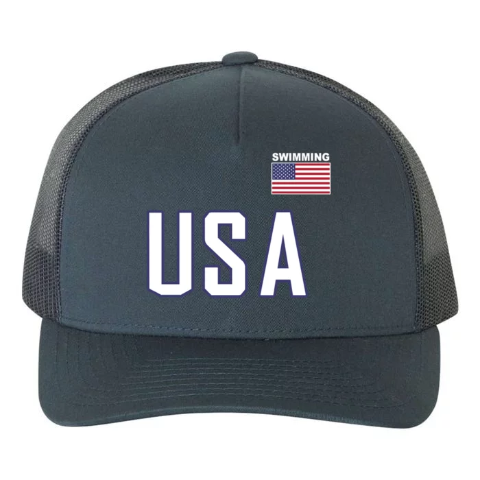 Usa Flag Swimming Great Gift Pocket Swimmer Equipt Gift Tee Yupoong Adult 5-Panel Trucker Hat